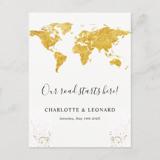 Goldkarte Verlobung Postkarte (Vorderseite)