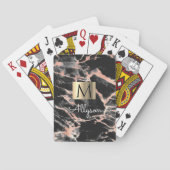 Goldkarton aus schwarzem/Rose, Name/Monogramm VS6 Spielkarten (Rückseite)