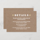 Goldkarton Hochzeitsdetails einfügen Karte (Vorne/Hinten)