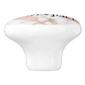 Goldkarton, Name und Monogramm, weiß und Rose Keramikknauf (Seitenansicht)