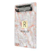 Goldkarton, Name und Monogramm, weiß und Rose Mini Klemmbrett (Gewinkelt2)