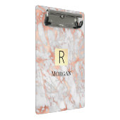 Goldkarton, Name und Monogramm, weiß und Rose Mini Klemmbrett (Schrägansicht)