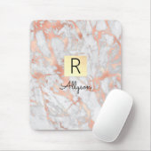 Goldkarton, Name und Monogramm, weiß und Rose Mousepad (Mit Mouse)
