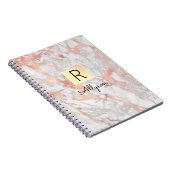 Goldkarton, Name und Monogramm, weiß und Rose Notizblock (Rechte Seite)