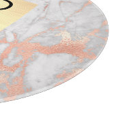 Goldkarton, Name und Monogramm, weiß und Rose Schneidebrett (Ecke)