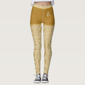 Goldkarton-Stoffdruckmonogramm Personalisiert Leggings (Vorderseite)