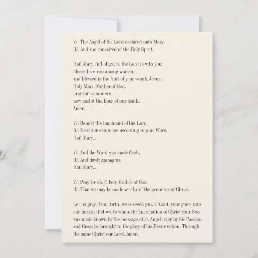 Goldkatholische Hochzeitsangus Gebet (Rückseite)