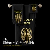 Goldkatholisches Kreuz mit Flügeln Badhandtuch Set