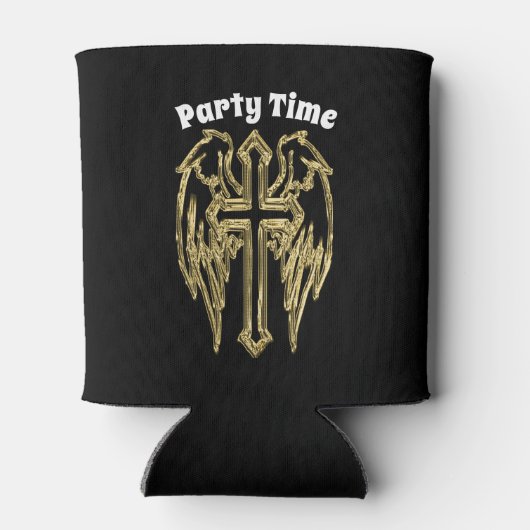 Goldkatholisches Kreuz mit Flügeln Dosenkühler (Rückseite)