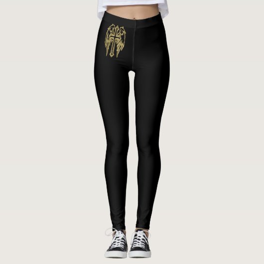 Goldkatholisches Kreuz mit Flügeln Leggings (Vorderseite)