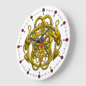 GOLDkeltische KNOTEN MIT DOPPELdrachen Große Wanduhr (Winkel)