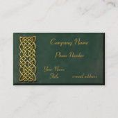 Goldkeltischer Knoten-dunkelgrünes Veloursleder Visitenkarte (Vorderseite)