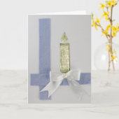 Goldkerze, weißer Bogen und blaues Band personalis Karte (Gelbe Blume)