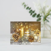 Goldkerzen-Kiefernzapfen Postkarte (Stehend Vorderseite)