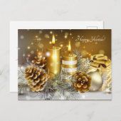 Goldkerzen-Kiefernzapfen Postkarte (Vorne/Hinten)