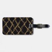 Goldketten auf schwarzen Hübschen Gepäckanhänger (Rückseite horizontal)