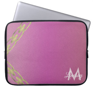 Goldketten-Glitzer Rosa Mit Monogramm Laptop-Sieb Laptopschutzhülle