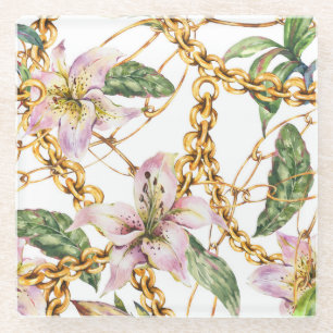 Goldketten & Royal Lilies: Wasserfarbenprächtige E Glasuntersetzer