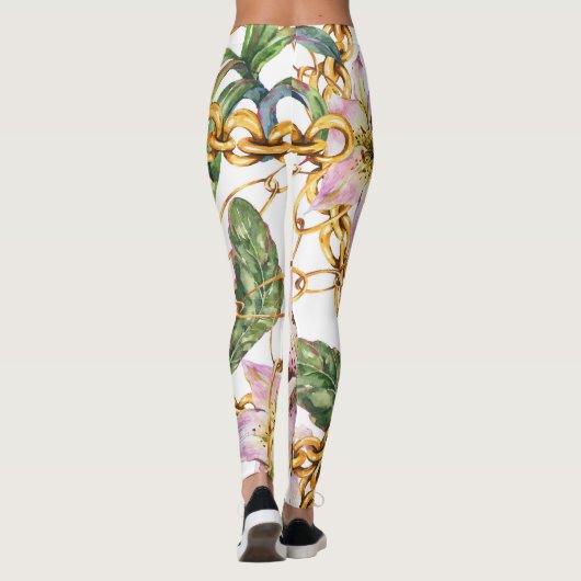 Goldketten & Royal Lilies: Wasserfarbenprächtige E Leggings (Rückseite)