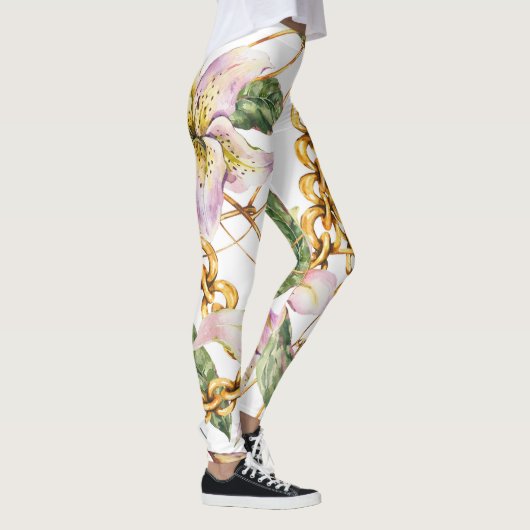Goldketten & Royal Lilies: Wasserfarbenprächtige E Leggings (Rechts)