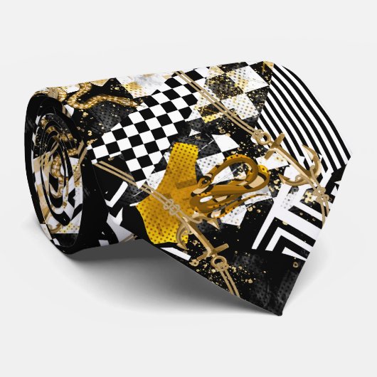 Goldketten Schach und Schlangen Luxus-Krawatte Krawatte (Gerollt)
