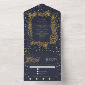 Goldkiefer, Konfetti Mitternacht Blaue Hochzeit Gl All In One Einladung (Innen Boden)