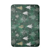 Goldkiefern Silberschneeflocken Jäger Grün Badematte (Vorderseite Vertikal)