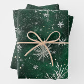 Goldkiefern Silberschneeflocken Jäger Grün Geschenkpapier Set (Beispiel)