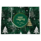 Goldkiefern Silberschneeflocken Jäger Grün Große Geschenktüte (Vorderseite)