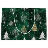 Goldkiefern Silberschneeflocken Jäger Grün Große Geschenktüte (Rückseite)