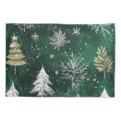 Goldkiefern Silberschneeflocken Jäger Grün Kissenbezug (Rückseite)