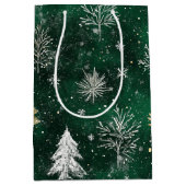 Goldkiefern Silberschneeflocken Jäger Grün Mittlere Geschenktüte (Vorderseite)