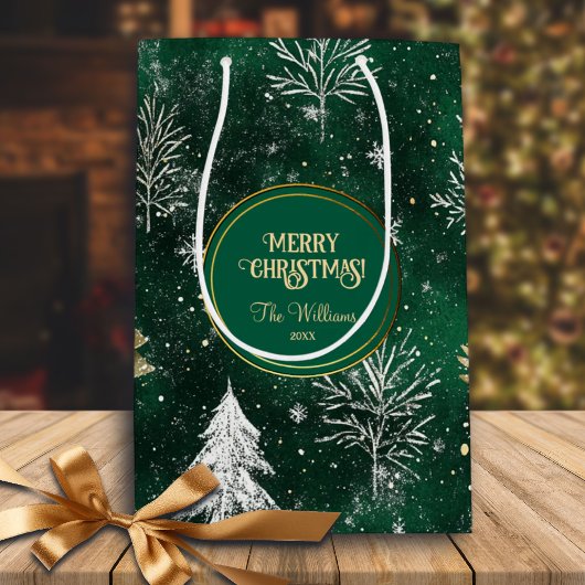Goldkiefern Silberschneeflocken Jäger Grün Mittlere Geschenktüte