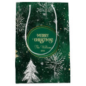 Goldkiefern Silberschneeflocken Jäger Grün Mittlere Geschenktüte (Vorderseite)