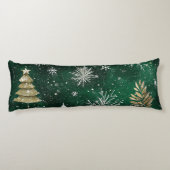 Goldkiefern Silberschneeflocken Jäger Grün Seitenschläferkissen (Rückseite)