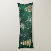 Goldkiefern Silberschneeflocken Jäger Grün Seitenschläferkissen (Rückseite (Vertikal))