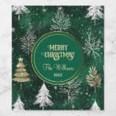 Goldkiefern Silberschneeflocken Jäger Grün Weinetikett (Einzelnes Label)