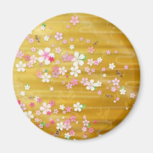 Goldkirschblüte-Kimono - Japaner-Entwurf Magnet