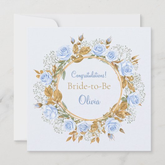 Goldkissed Blue Rose Bridal Karte (Vorderseite)