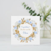 Goldkissed Blue Rose Bridal Karte (Stehend Vorderseite)