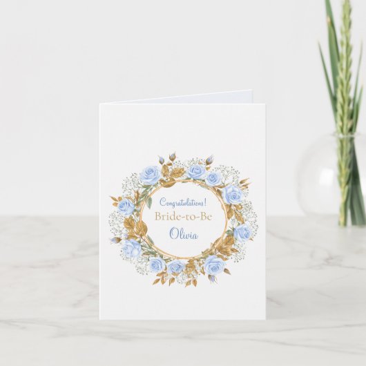 Goldkissed Blue Rose Bridal Karte (Vorderseite)