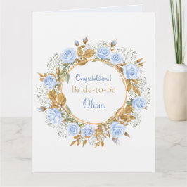 Goldkissed Blue Rose Bridal Karte