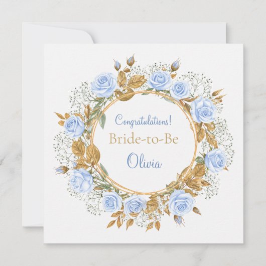 Goldkissed Blue Rose Bridal Karte (Vorderseite)