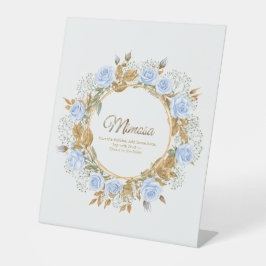 Goldkissed Blue Rose Bridal Mimosa Sockelschild