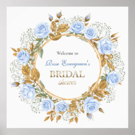 Goldkissed Blue Rose Bridal Poster