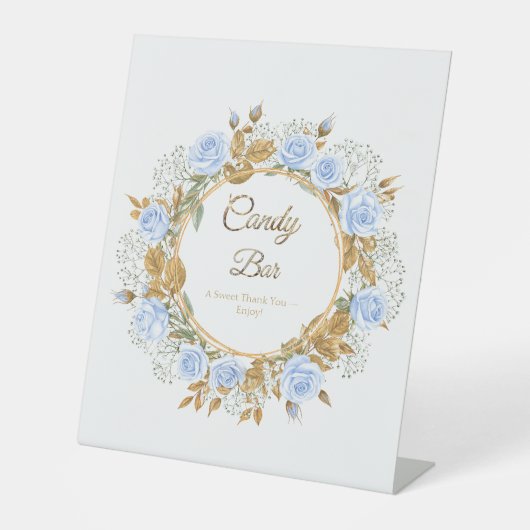 Goldkissed Blue Rose Bridal Sockelschild (Vorderseite)