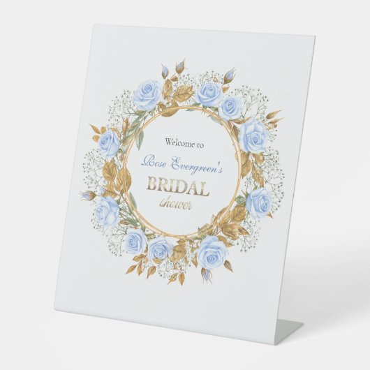 Goldkissed Blue Rose Bridal Sockelschild (Vorderseite)