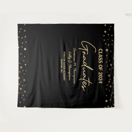 Goldklasse der 2024-Absolventen-Namen Custom Wandteppich (Vorderseite (Horizontal))