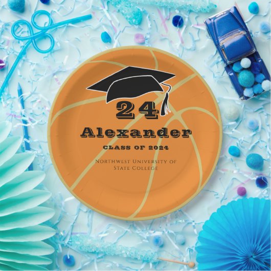 Goldklasse des Basketball-Ball-Abschlusses 2022 Pappteller (Party)