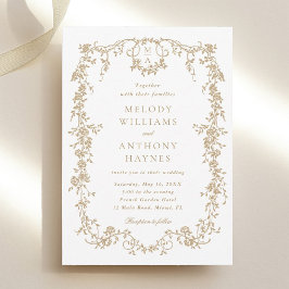 Goldklassische französische Viktorianische Blumenh Einladung